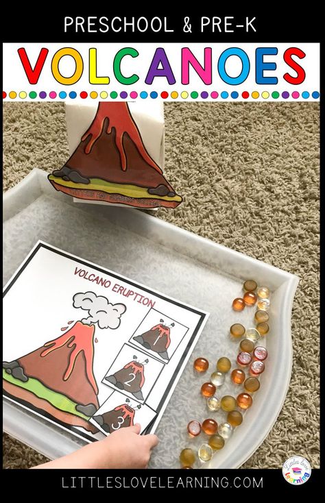 Earth and Volcano Activities for Preschool, Pre-k, & Kindergarten. This post includes 20+ extraordinary earth activities and centers for your extraordinary early childhood classroom or homeschool! Ideas include literacy, math, fine motor, gross motor, sensory bins, thematic snack, art, and STEM. Your little learners will LOVE this unit if they love learning about volcanoes, continents, or landforms. Add these to your lesson plans & have fun learning about Earth! #preschool #prek #kindergarten Volcano Activities For Preschool, Preschool Volcano, Earth Preschool, Easy Volcano, Volcano Activities, Earth Activities, Halloween Crafts Preschool, Math Activities For Kids, Activities For Preschoolers