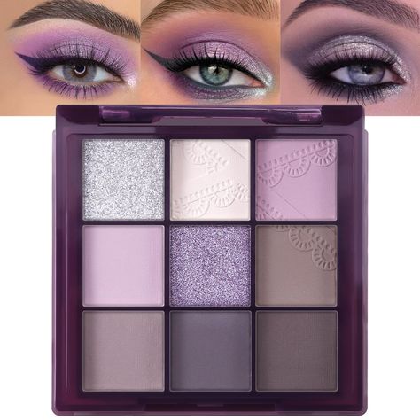 PRICES MAY VARY. 【9-Color Eyeshadow Palette】This collection includes exaggerated black and silver metallic smoky eyeshadow palettes as well as everyday nude eyeshadow palettes, whether using a single color or mixing multiple shades, the possibilities are endless. 【Professional Shades】This palette’s professionally curated shades include the perfect base, halo tints, liner shades and gorgeous pearls with ultra-smooth textures suitable for both makeup beginners and professional makeup artists. 【Cre Woman With Blue Eyes, Glitter Eye Shadow, Purple Smokey Eye, Smoky Eyeshadow, Milani Cosmetics, Eyeshadow Collection, Natural Eyeshadow, Remove Dark Circles, Glitter Eye