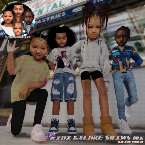 KIDZ GALORE #5 FULL BODY SKIN PACK | TRILLQUEEN on Patreon Toddler Hair Sims 4, Toddler Cc Sims 4, Sims 4 Toddler Clothes, Sims 4 Men Clothing, Skin Pack, Sims Baby, The Sims 4 Skin, Sims 4 Cc Kids Clothing, Play Sims 4