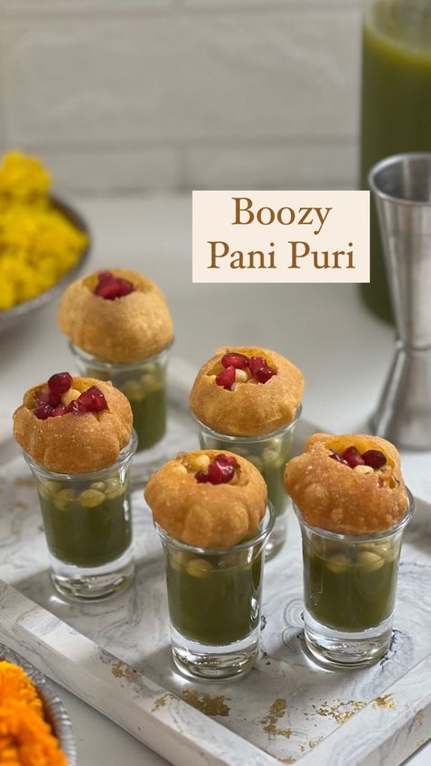 ✨Boozy Pani Puri✨ Episode 15 of #festiveeatswithChefG Pani Puri is my one true love! A wholesome chaat that is full of flavors, crunch… | Instagram Pani Puri Station, Spicy Pani Puri, Indian Pani Puri Recipes, Gupchup Pani Puri, Sweet Chutney For Pani Puri, How To Make Pani Puri Water, Pani Puri, Wedding Food, Bday Party