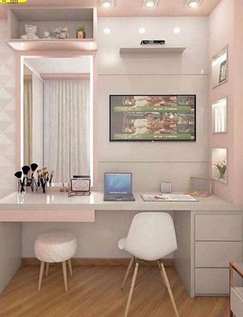 Teen Bedroom Designs, Bedroom Decor For Teen Girls, Study Area, Study Room Decor, Teen Room Decor, Teen Bedroom Decor, Girl Bedroom Decor, Room Design Bedroom, Stylish Bedroom