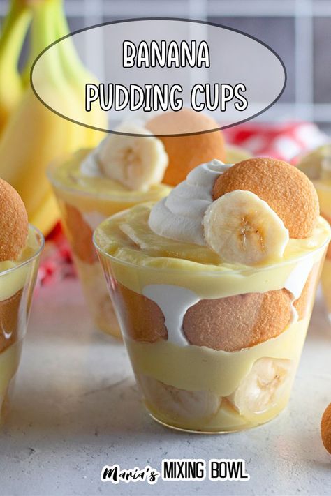 These Banana Pudding Cups are the perfect individual treat for those who crave a classic banana pudding! These individual banana pudding cups feature creamy vanilla pudding, chunks of real bananas, and crunchy Nilla wafers Holiday Party Food Appetizers, Vanilla Wafer Banana Pudding, Nilla Wafer Banana Pudding, Banana Pudding Cups, Pudding Cup Recipes, Banana Pudding Desserts, Easy Banana Pudding, No Bake Banana Pudding, Nilla Wafers