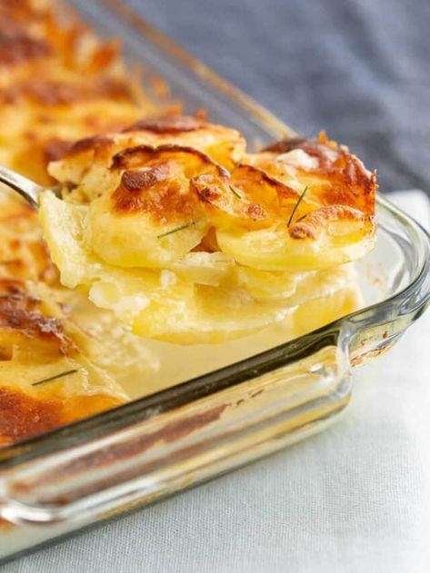 Australian Cheesy Potato Bake | Wandercooks Potato Bake Without Cream, Creamy Cheesy Potatoes, Potato Bake Recipe, Cheesy Potato Bake, Easy Baked Potato, African Foods, Layered Potato, Potato Bake, Cheesy Potato