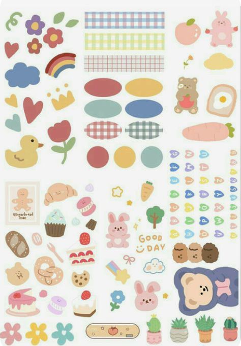 Aesthetic Sticker, Stickers Kawaii, Bullet Journal Aesthetic, Scrapbook Stickers Printable, Sticker Template, Wallpaper Stickers, Journal Aesthetic, Bullet Journal Stickers, Korean Aesthetic