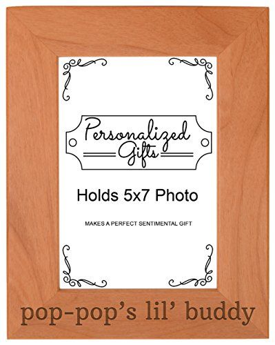 Grandpa Gift PopPops Lil Buddy Grandson Natural Wood Engraved 5x7 Portrait Picture Frame Wood Grandmother And Grandson, Marching Band Gift, Picture Frame Wood, Frame Wood, Engraved Wood, Picture Frame, Natural Wood, Personalized Gifts, Wood