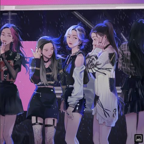 Group Fanart, Kpop Anime Fan Art, Kpop Fanart Girl, K Pop Fanart, Txtzy Fanart, Kpop Fan Art, Midzy Fanart, Itzy Drawing, Itzy Yeji Drawing