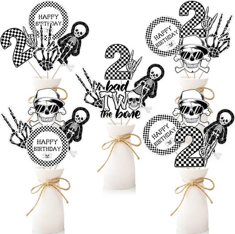 Bad Two The Bone Birthday Decorations 24pcs Bad Two The Bone Centerpiece Sticks Black White Born to Rock Table Topper Music Centerpieces Table Decoration Rock and Roll 2nd Birthday Decor #ad #bad2thebone #badtwothebone #bad2theboneparty #badtwotheboneparty #bad2thebonebirthdayparty #badtwothebonebirthdayparty #2ndbirthday #2ndbirthdaypartyideas #2ndbirthdaypartysupplies #2ndbirthdaypartytheme Bad Two The Bone, Music Centerpieces, Rock Table, Born To Rock, Center Table Decor, Music Themed Parties, Second Anniversary, Birthday Table, Happy 2nd Birthday