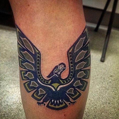 Seahawks Tattoo Ideas, Seattle Seahawks Tattoo, Seahawks Tattoo, Owl Tattoo Drawings, Leg Sleeve Tattoos, Next Tattoo Ideas, Seattle Tattoo, Sport Tattoos, Seattle Seahawks Logo