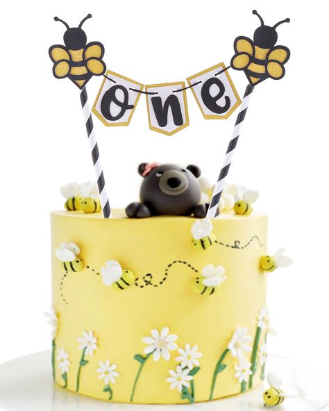 PRICES MAY VARY. 🐝 Premium Material：,The card is made of high quality paper, with delicate Bee pattern printing, bright colors and can be used repeatedly. 🐝 Cherished Keepsake： After the party is over, you can save this special topper to become a precious souvenir of your baby's special day in the future. 🐝 Photo Props：Place this adorable bumble bee cake topper on the birthday party cake and use it as a photo prop to capture all the beautiful moments for your baby! 🐝 Cute Bee Cake Decoration So Sweet To Bee One Birthday, First Bee Day Cake, Bumble Bee Birthday Cake, Bee Day Cake, Bee 1st Birthday, Bee Birthday Cake, Bumble Bee Cake, Color Cake, Bee Cake