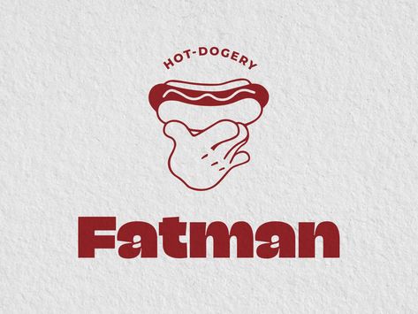 Fatman logo | Hot Dogs by Sergio Past on Dribbble Hot Dog Branding, Hot Dog Logo Design, Hot Dog Logo, Hot Dog Illustration, Minimal Branding Design, Hot Dog Restaurants, Pizza Branding, Logo Character, Dog Branding