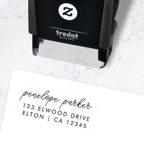 Return Address | Modern Minimal Elegant Script Self-inking Stamp Minimalist Design Style, Handwriting Styles, Unique Stamps, Script Typography, Return Address Stamp, Address Stamp, Press Machine, Self Inking Stamps, Free Birthday Invitations