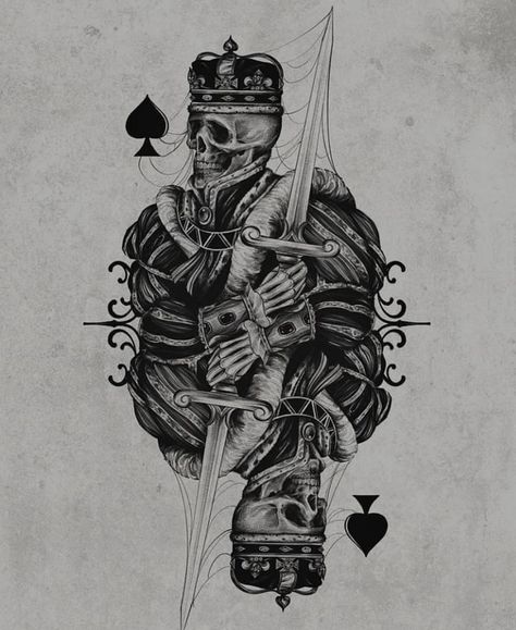 Playing Card Tattoos, Geometric Tattoo Sleeve Designs, Animal Sleeve Tattoo, Card Tattoo Designs, Simple Tattoos For Guys, Cool Tattoo Drawings, Men Tattoos Arm Sleeve, King Tattoos, Playing Cards Art