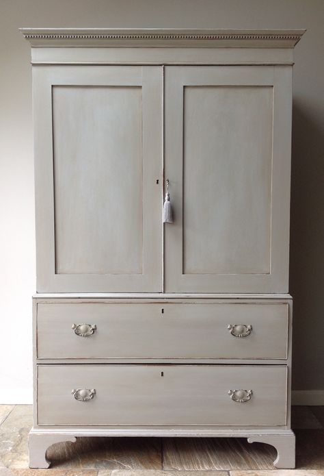 Chalk Paint Wardrobe, Annie Sloan Paris Grey, Armoire Makeover, Pine Wardrobe, Painted Wardrobe, Larder Cupboard, Antique Wardrobe, Linen Press, Linen Cupboard