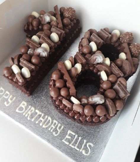 Chocolate number cake 18th Birthday Brownie Cake, Number 80 Birthday Cake For Men, 21st Chocolate Birthday Cake, 18th Birthday Number Cake, Number Cakes Chocolate, 21 Number Cake For Men, Chocolate Cake Ideas For Men, Chocolate 18th Birthday Cake, Brownie Number Cake