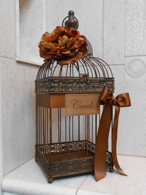 Rustic Wedding Card Holder, Birdcage Wedding, Bird Cages For Sale, Cards Sign Wedding, Money Box Wedding, Wedding Birdcage, Craft Booth Displays, Wedding Card Box, Bird Cage Decor