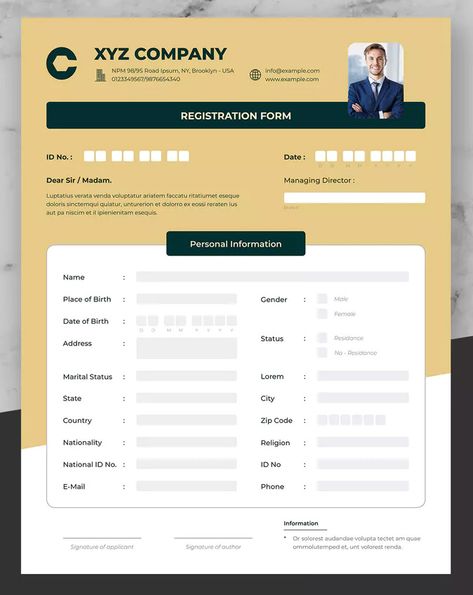 Register Form Design, Form Design Layout, Application Form Design, Registration Form Design, Form Design Web, Emergency Contact Form, Activity Binder, Dental Branding, Brochure Design Layouts