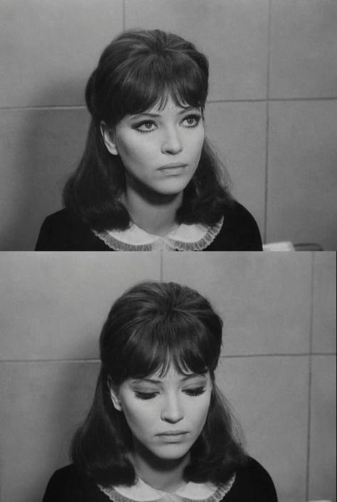 fatras:  Jean-Luc Godard, Alphaville, 1965’ French Films, Anna Karina Matte Make Up, 60s Hair, French New Wave, Anna Karina, Jean Luc Godard, French Films, Color Chocolate, Penteado Cabelo Curto, Jane Birkin