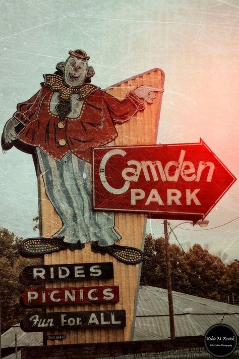 Clown Photography, West Virginia Photography, Camden Park, Huntington West Virginia, Virginia Photography, Sign Photography, Park Photography, Business Decor, Vintage Cosmetics