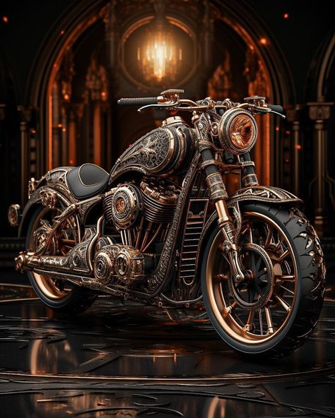 Cool Water Slides, Steampunk Motorcycle, Steampunk Images, Steampunk Coloring, Steampunk Illustration, Concept Cars Vintage, Harley Davidson Artwork, Custom Motorcycles Harley, Bike Room