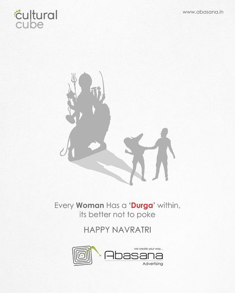 Every Woman Has a "Durga" within, its better not to Poke #Happynavratri #womenharassment #respectwomen #Durga #Shakti #abasanaadvertising #creative #brandingagency #brandcommunication #culturalcube www.abasana.in Womens Day Poster, Real Estate Marketing Design, Ads Creative Advertising Ideas, Creative Advertising Design, Social Art, Happy Navratri, Social Media Design Inspiration, Creative Poster Design, Festival Design