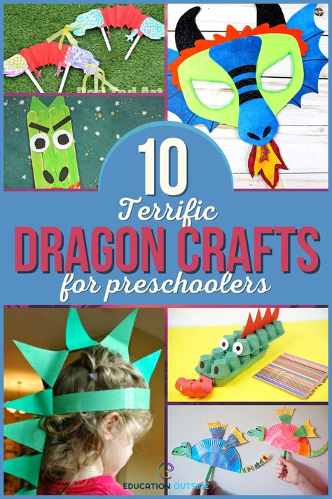 Do Not Bring Your Dragon To The Library Activities, Make A Dragon Craft, Dragon Art Preschool, Fantasy Theme Preschool, Dragon Toddler Craft, Magical Creatures Preschool, Mythical Creatures Crafts, Dragon Kids Craft, Mythical Creatures Activities For Kids