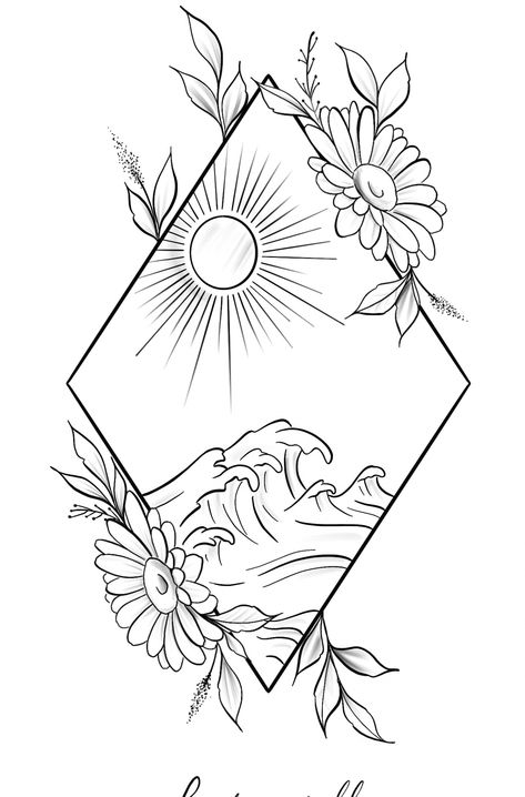 Triangle Nature Sun Wave Beach Sunflower Tattoo Design @laurenceveillx #tattooideas #sunflowertattoos Beach Sunflower, Triangle Tattoo Meaning, Medusa Tattoo Design, Wave Beach, Finger Tattoo Designs, Triangle Tattoos, Handpoke Tattoo, Muster Tattoos, Wolf Tattoo Design