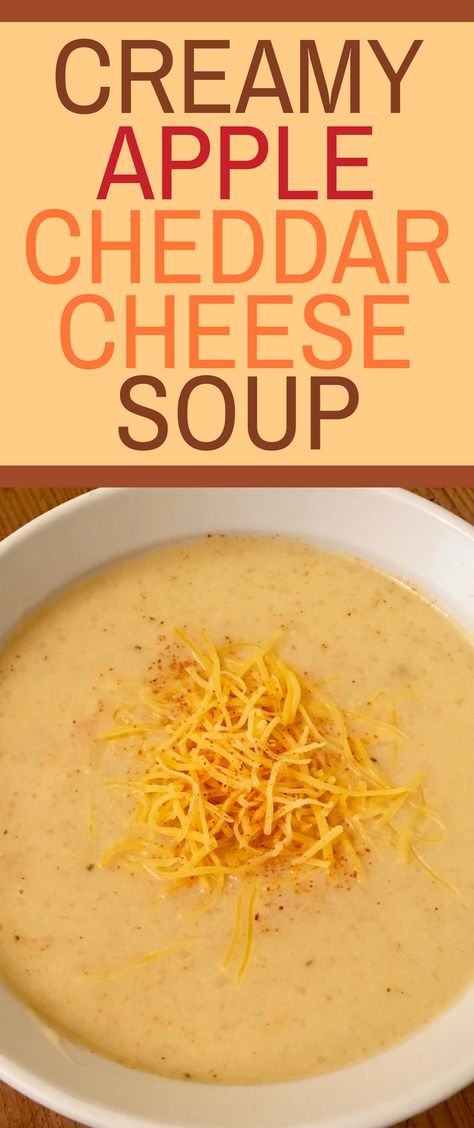 Creamy Apple Cheddar Cheese Soup - the most delicious soup recipe that will have you licking the bowl! #homemadesoup #cheddarcheeserecipes #cheddarcheesesoup #souprecipes #souprecipe Apple Soup Recipes, Recipes Autumn, Soup Fall, Autumn Soup, Apple Cheddar, Creamy Soup Recipes, Simple Soup, Apple Soup, Rustic Recipes