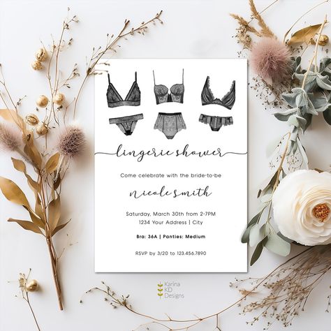 Lingerie Shower Invitation by KarinakdDesigns on Etsy Lingerie Shower Ideas, Lingerie Shower Invitations, Classy Lingerie, Lingerie Shower, Lingerie Party, Cute Lingerie, Shower Invitation, United States, Lingerie