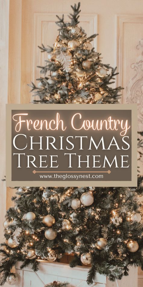 Soft, rustic & shabby chic Christmas tree vibes? Yes, please! Get inspired with these beautiful & unique French Country Christmas tree ideas! Pastels, French blue, white, red, pink, green & rose gold shabby chic Christmas tree decor using ornaments, toppers, skirts, collars, ribbon, garland, lace & fabric on flocked trees. These modern, cottage, vintage, farmhouse, homemade, handmade, easy, indoor & outdoor French style decorations work great on small, mini & regular sized Christmas trees. French Style Christmas Tree, Country Christmas Tree Ideas, French Country Christmas Tree, French Christmas Tree, French Country Cottage Christmas, French Country Christmas Decor, Country Christmas Tree, Chic Christmas Tree, French Christmas Decor