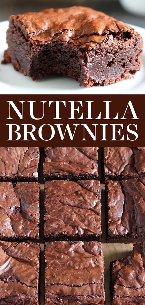 Brownie Easy, Easy Nutella Brownies, Resep Starbuck, The Best Brownies, Easy Brownie, Brownies Recipe Homemade, Nutella Desserts, Nutella Brownies, Nutella Recipes