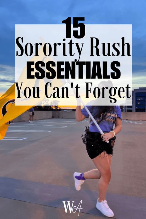 15 Sorority Rush Essentials You Need To Have In Your Rush Bag Sorority Rush Week Outfits, Rush Bag, Sorority Rush Week, Sorority Recruitment Themes, Rush Week Outfits, Sorority Rush Themes, Sorority Rush Outfits, Sorority Fashion, Rush Week