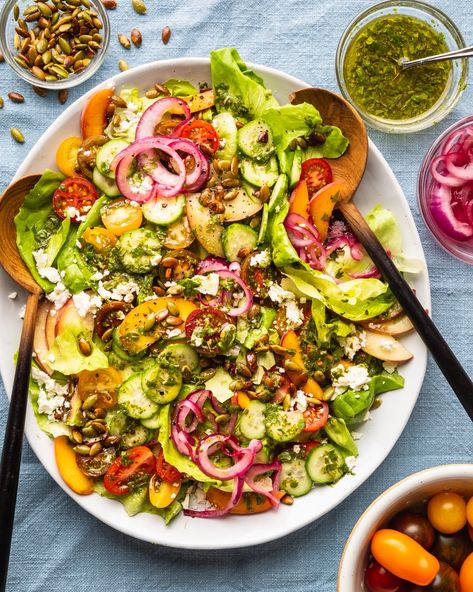 The Ultimate Summer Salad | Kitchn Lettuce Salads, Ww Ideas, Cilantro Lime Vinaigrette, Summer Sides, Yummy Salads, Raw Pumpkin Seeds, Lime Vinaigrette, Smitten Kitchen, Summer Salad Recipes