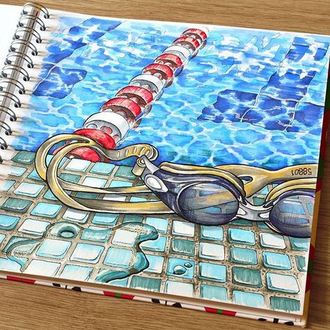 Not enough money to go to the sea? Well, swimming pool replaces it in my workout :) #illustration #swimmingpool  #pool #goggles #swimming Swimmer Quotes, Pool Drawing, Swimming Jokes, Goggles Swimming, Swimming Motivation, Swimming Memes, Swimming Pictures, I Love Swimming, Swimmers Life