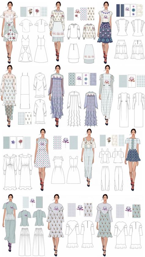 Fashion Design Collection Sketch, Fashion Design Concept, Digital Design Textile, Fashion Design Digital, Textile Pattern Design Fashion, Digital Fashion Design, Fashion Portfolio Layout, Digital Fashion Illustration, Fashion Textiles