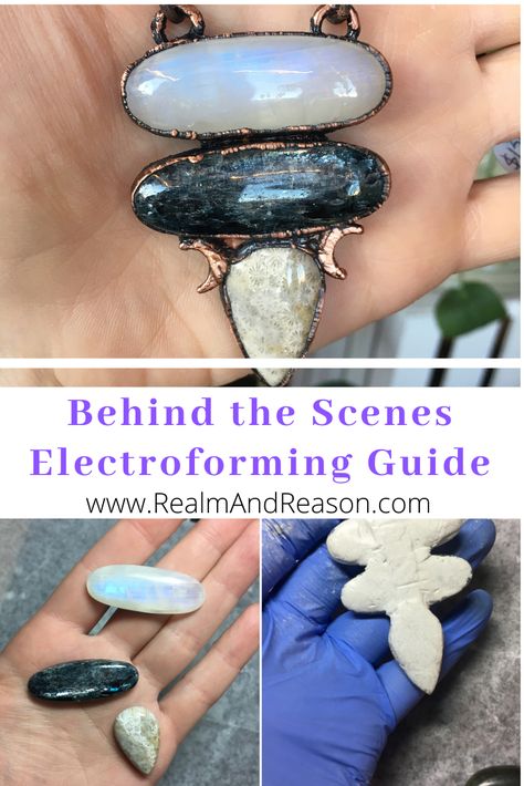 How To Electroform Jewelry, Electroformed Crystal Jewelry, Electroformed Jewelry Tutorial, Electroforming Tutorial, Electroforming Jewelry, Electroplating Diy, Electroplating Jewelry, Copper Electroformed Jewelry, Soft Soldering