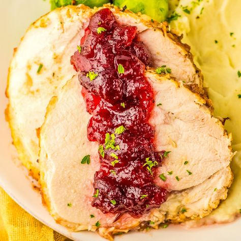 This slow cooker boneless turkey breast with cranberry sauce all in the crock pot together is so juicy. It's the perfect hands off recipe for a flavorful and easy Thanksgiving dinner, Christmas dinner or holiday feast every time! Boneless Turkey Crockpot, Slow Cooker Boneless Turkey Breast, Turkey Crockpot, Boneless Turkey Roast, Boneless Turkey Breast, Copycat Drink Recipes, Turkey Roll, Easy Thanksgiving Dinner, Campbells Soup Recipes