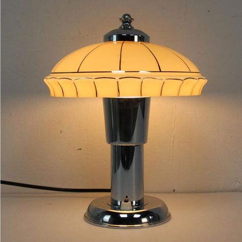 Art Deco Czech Desktop Lamp, in Very Good conditions.  Designed 1920 to 1949 European Plug (up to 250V).The wiring of this item may be original and might need replacement, if not specified otherwise. Home Decor Art Deco, Weird Lamps, Retro Objects, Retro Lamps, La Apartment, Art Nouveau Lighting, Unusual Lighting, Art Deco Apartment, Art Deco Bed