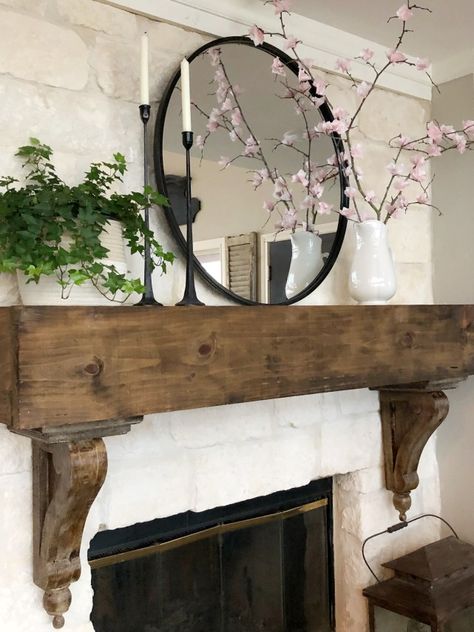 Spring Mantel Decorating Ideas, Spring Mantle, Spring Mantel, Fireplace Mantle Decor, The Mantle, Fireplace Mantel Decor, Farmhouse Fireplace, Faux Fireplace, Fireplace Remodel