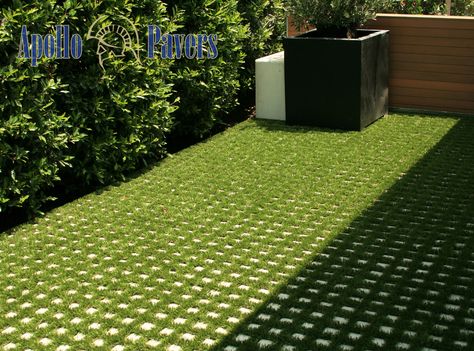 Turf Block Grass Paving, Grass Path, Grass Backyard, Artificial Grass Backyard, Clover Lawn, Grass Pavers, Cottagecore House, Fantasy Space, Permeable Paving