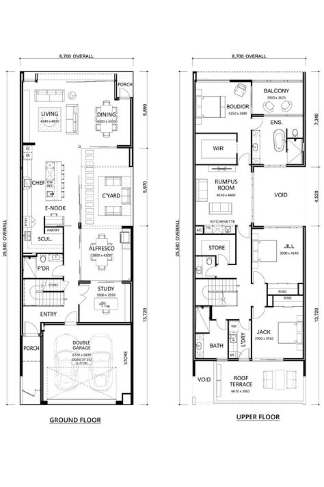 China White - 3 Bed 2 Bath Double Storey Design by Residential Attitudes Floor Plan 2 Storey House, 2 Storey Residential House, Double Storey House, Entry Doors With Glass, 2 Storey House, Architecture Drawing Plan, Passive Solar Design, White Industrial, Solar Design