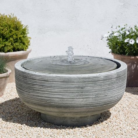 Girona Fountain | Williams Sonoma Contemporary Outdoor Fountains, Campania International, French Limestone, Apartment Decoration, Outdoor Fountain, Fountains Outdoor, Garden Fountains, Cast Stone, Contemporary Outdoor