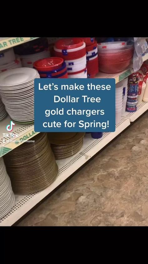 Dollar Tree Plates Ideas, Hand Painted Charger Plates, Dollar Store Charger Plates Diy, Dollar Tree Plates Table Settings, Diy Table Chargers, Spring Decor Dollar Store Diy Projects, Diy Wedding Chargers, Dollar Tree Tablescape, Paint Charger Plates