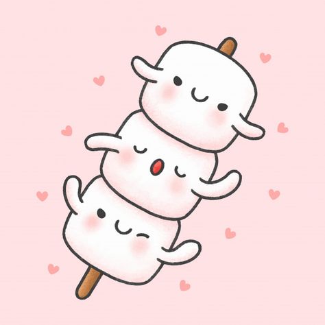 Marshmallow Cute Drawing, Kawaii Marshmallow Drawing, Cute Marshmallows Kawaii, Cute Marshmallows Cartoon, Cute Pictures For Stickers, Kawaii Doodles Animals, Cute Pictures Cartoon, Cute Pictures Drawings, Marshmallow Illustration