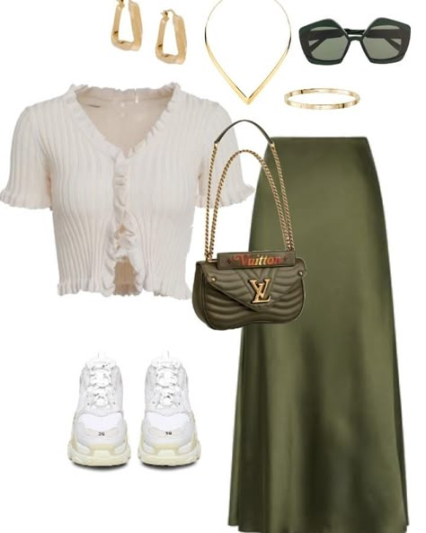 Outfits 2023, Mode Inspo, Swaggy Outfits, Looks Chic, 가을 패션, Green Skirt, Mode Vintage, Looks Vintage, Lookbook Outfits