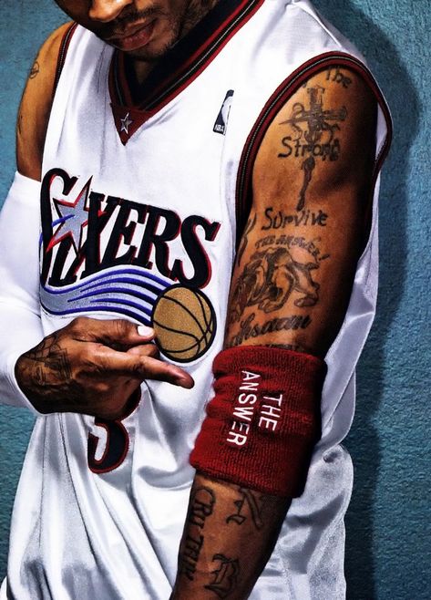 Allen Iverson Tattoos, Allen Iverson Wallpapers, Street Basketball, Tattoo Quotes For Women, Basketball Posters, Basketball Photography, Basketball Clothes, Ball Is Life, Nba Pictures