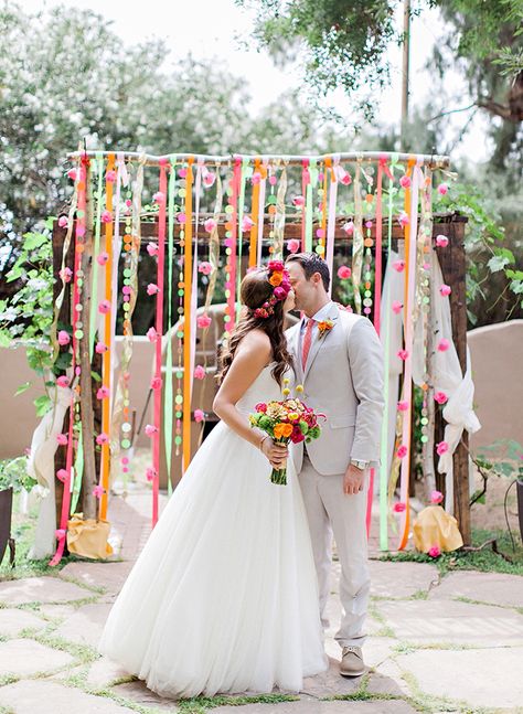 Creative Wedding Ceremony Backdrops Yarrow Wedding, Dyi Wedding, Pink Yarrow, Diy Outdoor Weddings, Wedding Backyard Reception, Wedding Decorations On A Budget, Homemade Wedding, Scottsdale Wedding, All White Wedding