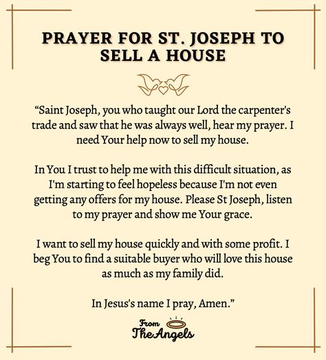 9 Miracle Prayers For St. Joseph To Sell A House Urgent (+Buying) St Joseph Novena, Prayer For A Job, St Joseph Prayer, Business Prayer, St Michael Prayer, Catholic Prayers Daily, Prayers For Hope, Sell My House Fast, Angel Prayers