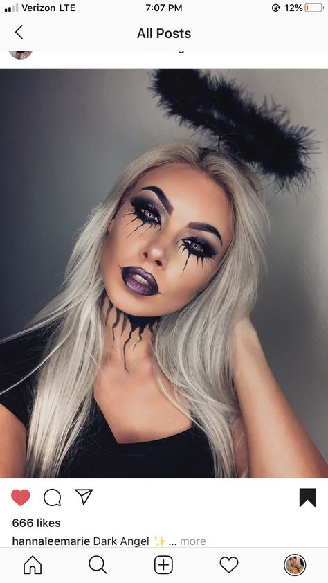 Makeup by Hannaleemarie Pretty Zombie Makeup, Dark Angel Makeup, Angel Halloween Makeup, Awesome Halloween Makeup, Halloween Party Makeup, Angel Halloween Costumes, Halloweenský Makeup, Holloween Makeup, Angel Makeup