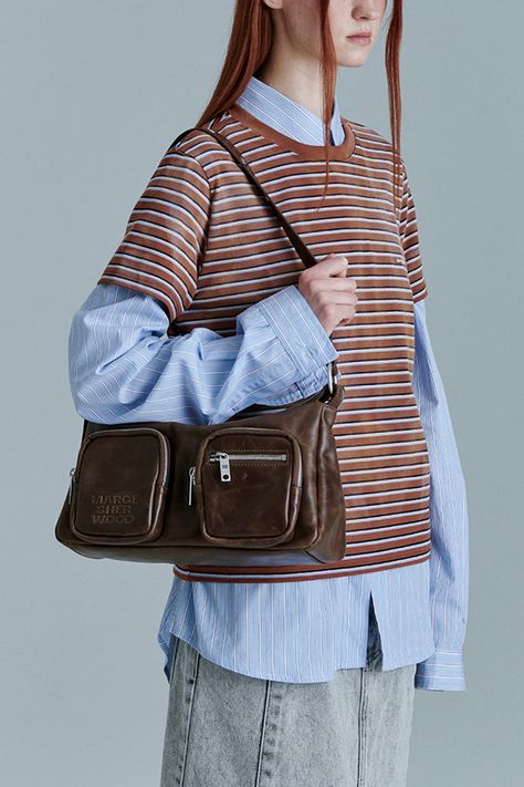 Marge Sherwood Outpocket Hobo bag in washed brown pullup. 12.7inch x 7.3 inch x 3.5 inches. Strap 8.66-20 inches. MW235- BG29-WBPU PIPE AND ROW Marge Sherwood Bag, Messy Academia, Marge Sherwood, Frontal Lobe, Denim Jacket With Dress, Buy List, Four Horsemen, Brown Bag, Brown Bags