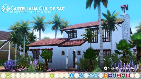 Simsational Designs: Castellana Cul de sac - A modest Mission home in t... Johnny Zest, Mission Style Homes, Castle Estate, The Sims 4 Download, A Bug, Sims 4 Build, Outdoor Retreat, Eco House, Sims 4 Houses